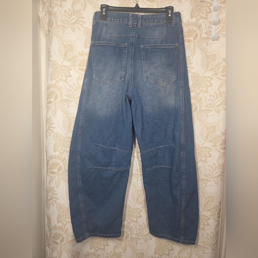 UNBRANDED WOMENS SLOUCHY BARREL 5 POCKET JEANS sz 8 EUC 90s BOHO DENIM DISTRESS - Picture 4 of 12